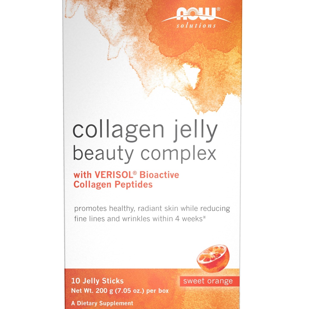 NU Matløsninger, Collagen Jelly Beauty Complex, Søt oransje Flavor, 10 Jelly Sticks
