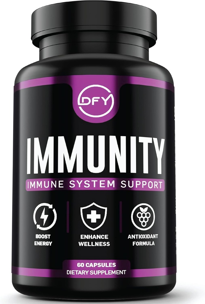 DFY Immune Support Kapsler - med Elderberry Sambucus, Vitamin C, Sambucus Elderberry, Vitamin D3 5000 IU, Sink og Ginger
