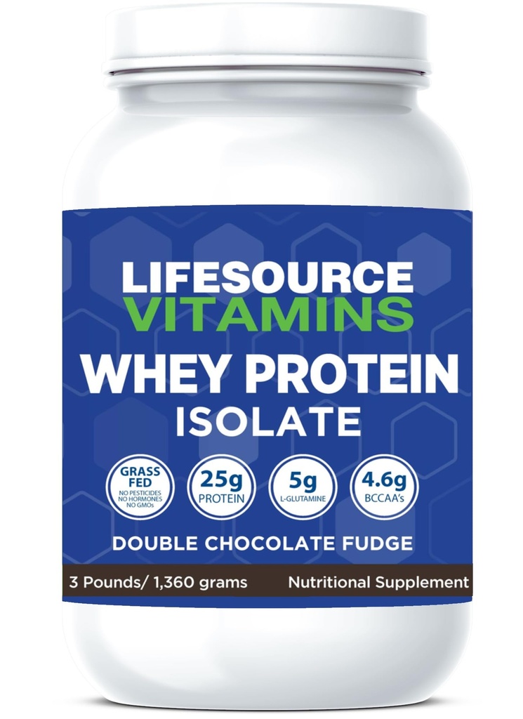 LifeSource Vitaminer 3 lb - US Dairy Cows Grass Fed Whey Protein Isolate - Dobbel Sjokolade Fudge søtet w / Stevia - 3 lb pulver