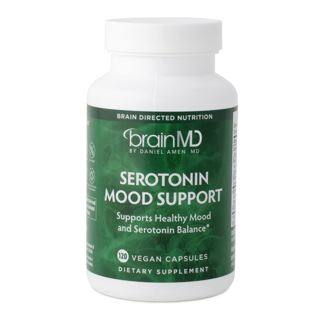 BrainMD Dr Amen Serotonin Mood Support - 120 Kapsler - Støtter sunn serotoninbalanse - Glutenfri - 30 Services