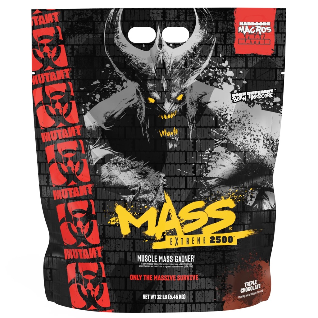 Mutant Mass Extreme Gainer – Whey Protein Powder – Bygg muskelstørrelse og styrke – høy tetthet ren kalorier (trippel sjokolade, 12 lbs)
