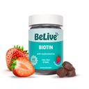 BeLive Biotin Gummier med multivitaminer, Folat, Inositol – støtter hårvekst, sunn hud og negler – Vegansk, Pectin Basert – Strawberry Flavor (1)