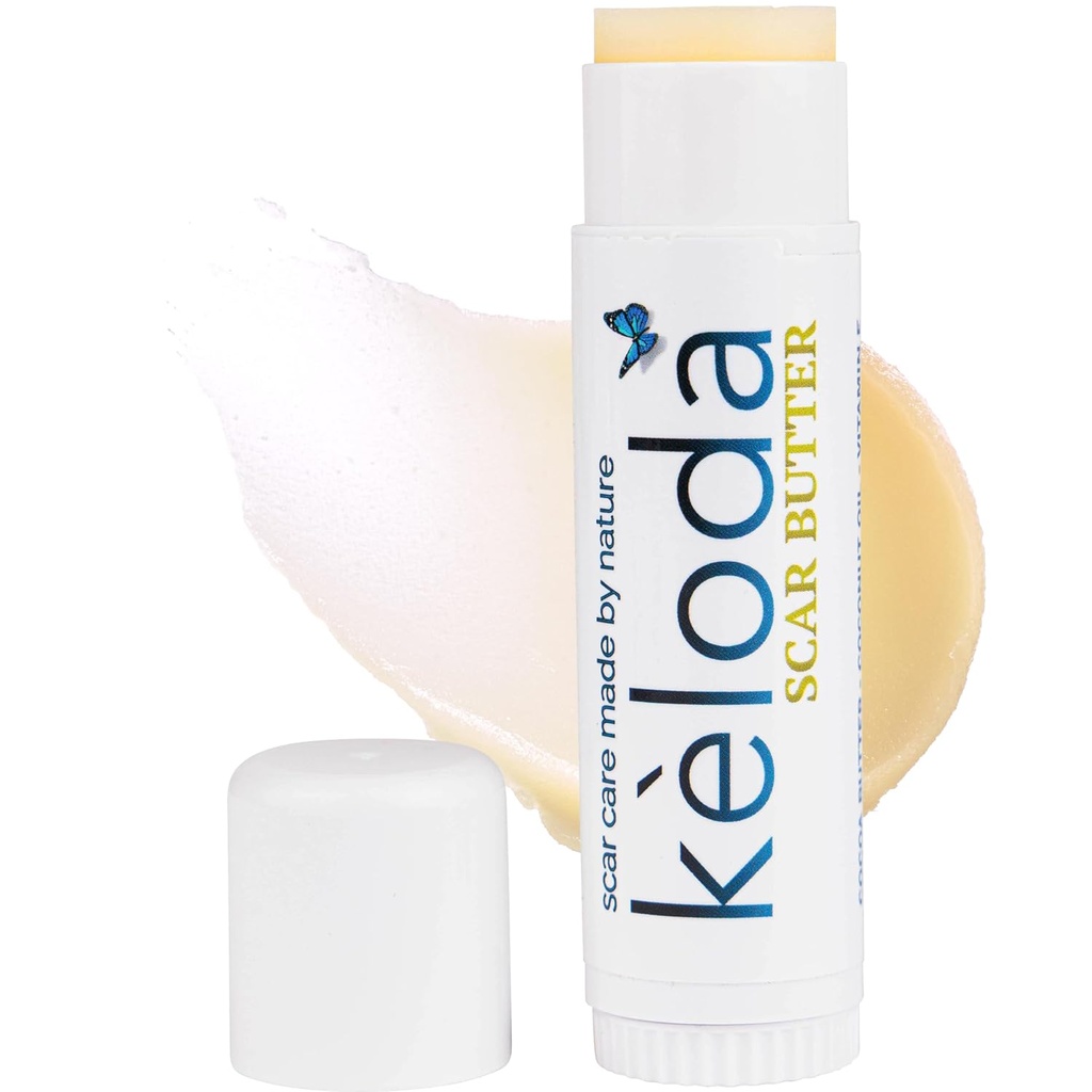 Keloid Scar Care Butter Stick, Scars & Keloids behandling Balm, For kirurgiske arr & Keloider fra Piercings, Stretch Marks, Acne, Med Anti-Scar Cocoa, Shea Butter, Coconut, & Jojoba oljer