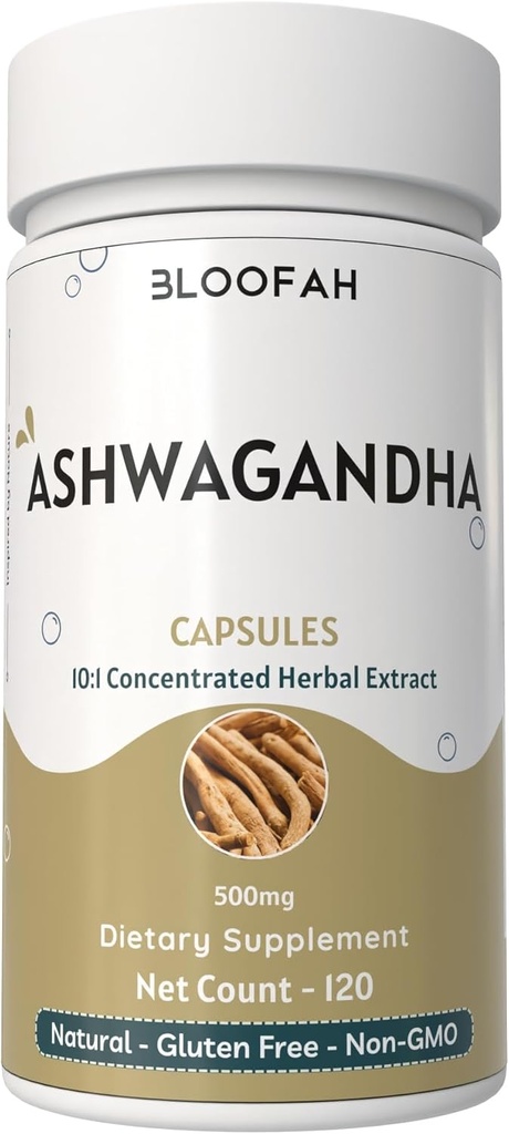 Ashwagandha Root Capsules 500mg Konsentrert 10:1 Extract withania somnifera | Ikke-GMO, Glutenfri | GMP-sertifisert | Herbal Supplement | Tradisjonell velvære (120 greve (pakke av 1))
