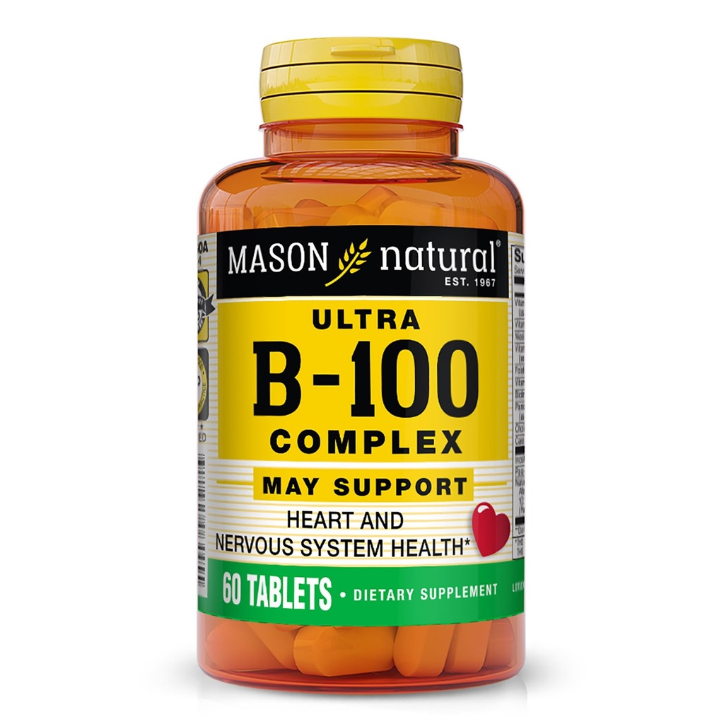 MASON NATURAL Ultra B,100 Kompleks, 100, Dagsforsyning, for normal immunstøtte og energimetabolisme