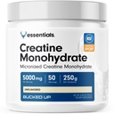 Bucked opp ren mikronisert kreatinmonohydrat for kvinner og menn - lett å blande og uflavorert - 5G Per servering - 50 serveringer - 250 gram per container