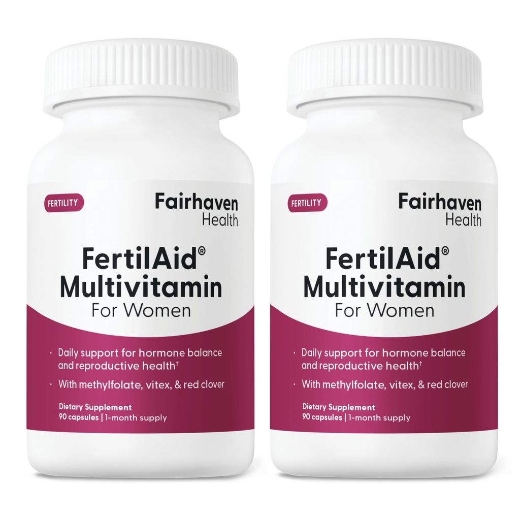 Fairhaven Helse FertilAid for kvinner | Prenatal Vitamin Fertilitet Kosttilskudd for kvinner | Konsepsjon for henne med Vitex og Folate | Støttesyklus regelmessighet og ovulering * | 180 Kapsler