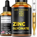 Sink Kosttilskudd 50 mg  Liquid Væske Sink Supplement | Zink Glycinate Drops for voksne | Støtter immun helse | Metabolisme | Hudpleie Supplement | Ikke-GMO | Vegansk | Glutenfri