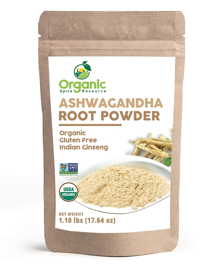 Organisk Ashwagandha Root Powder - 1.0 lbs (17.64 oz) | Forseglbar Kraft Bag,Non-GMO, Indisk Ginseng, Medania Somnifera -100% Rå fra India, av SHOPOSR