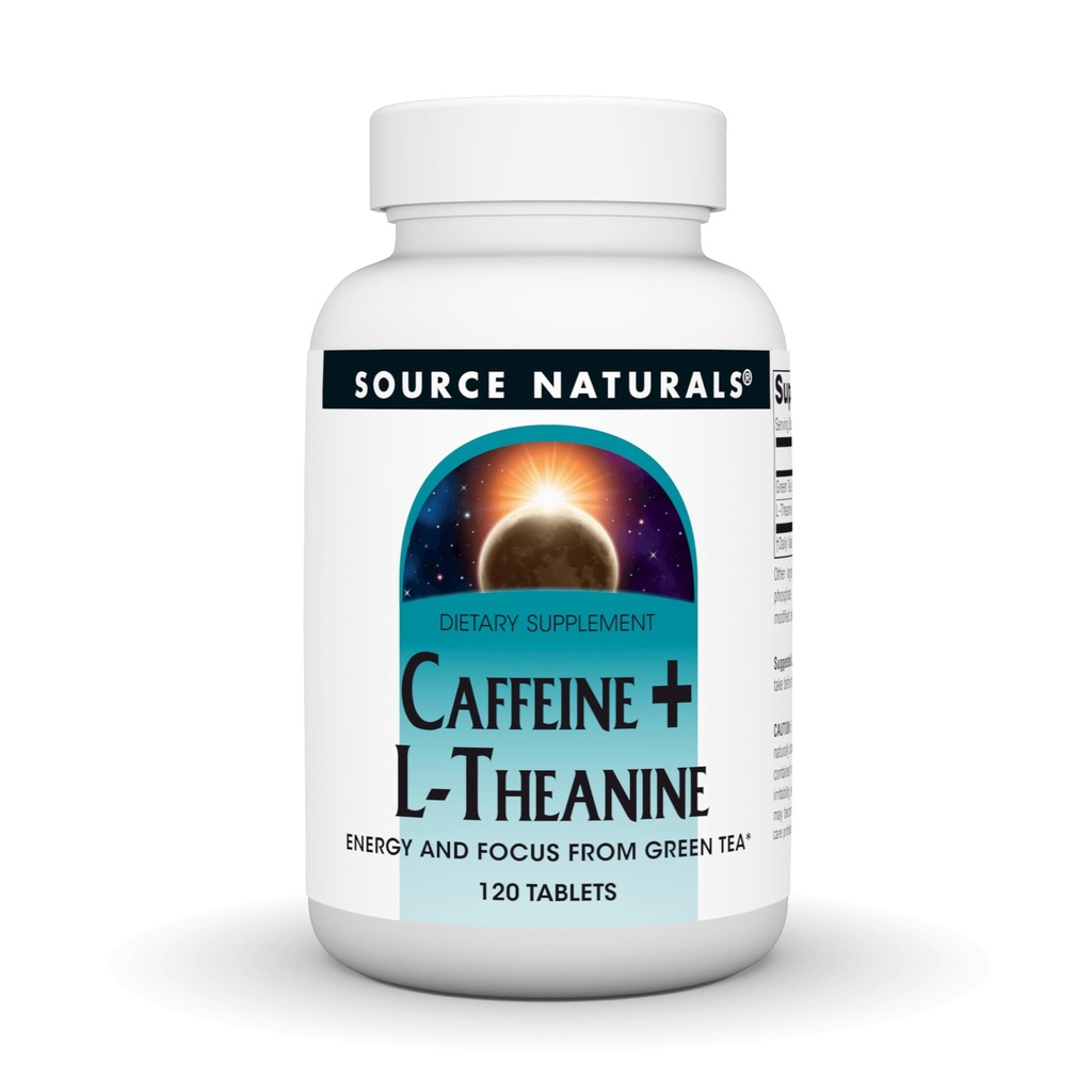 Kilde Naturals Koffein + L-Theanin, Energi og fokus Støtte fra Grønn Te* - 120 Tabletter