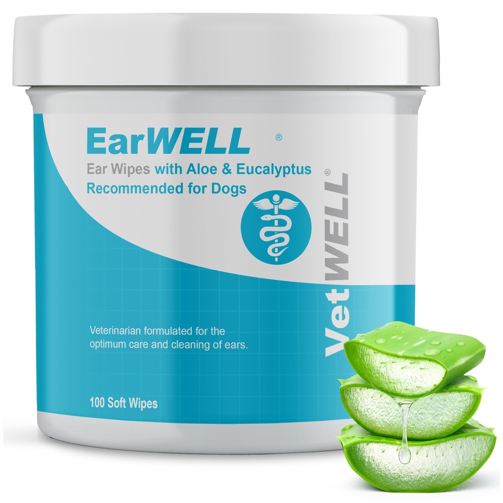 Earwell by Vetwell Hund Øre Tørker - Otic Cleaning Wipes for infeksjoner og kontroll øredobb i Kjæledyr - 100 greve