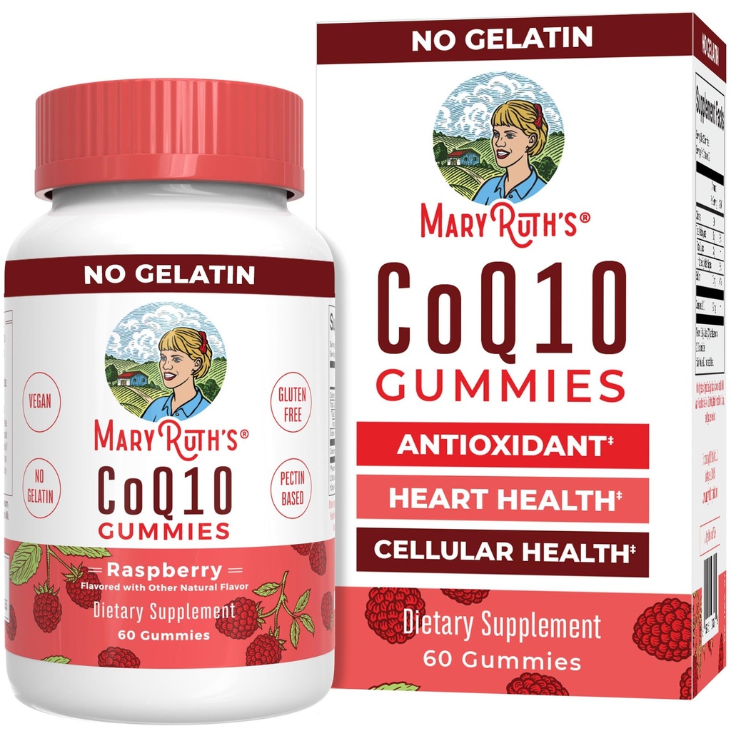 MaryRuth Organics CoQ10 Gummies | Coenzyme Q10 | Gummy kosttilskudd for hjerte helse og cellulære helse | Antioksidant | CoQ10 120 mg | Vegansk | Ikke-GMO | Glutenfri | 60 greve | 1 måneds forsyning