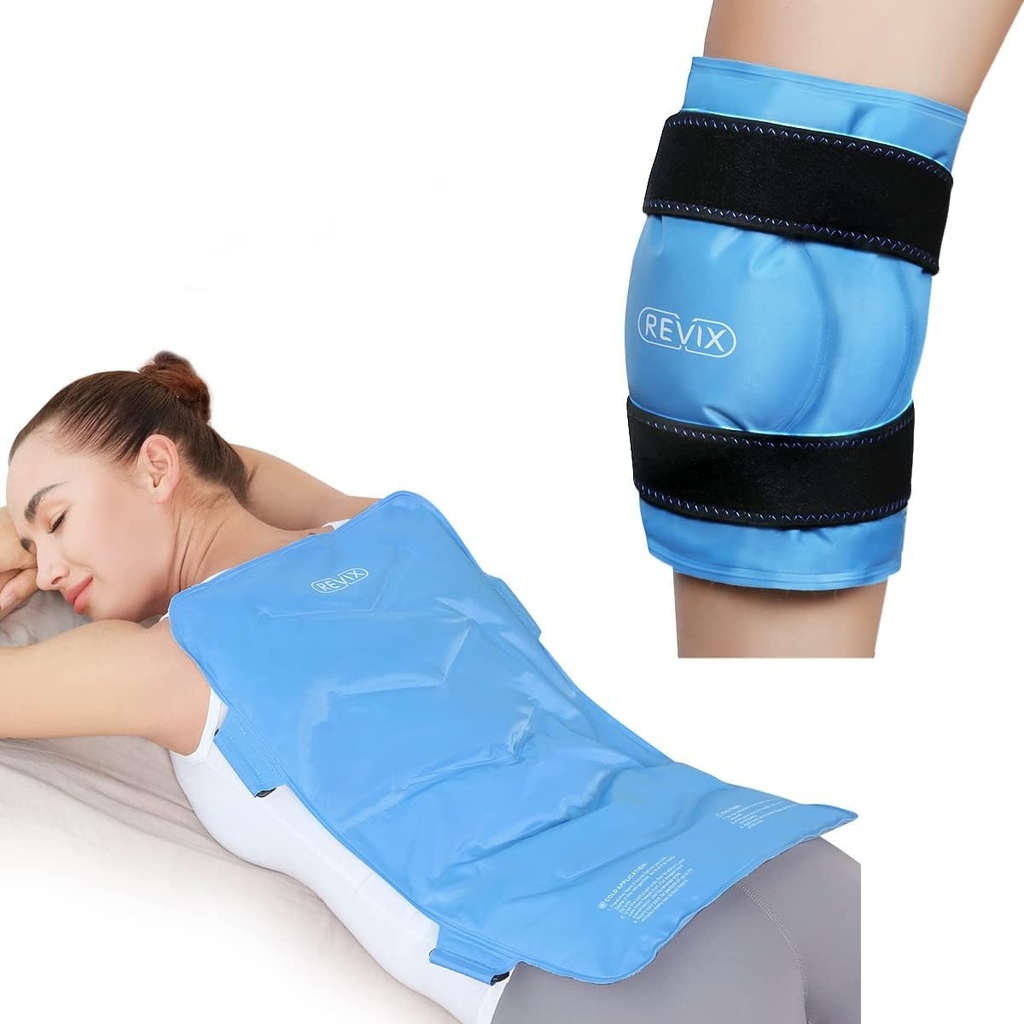 REVIX Full rygg ispakke for skadeskader Reusable Stor Gel Ice Wrap for ryggsmerter Relief og XL Knee Ice Pack Wrap rundt hele kne etter kirurgi