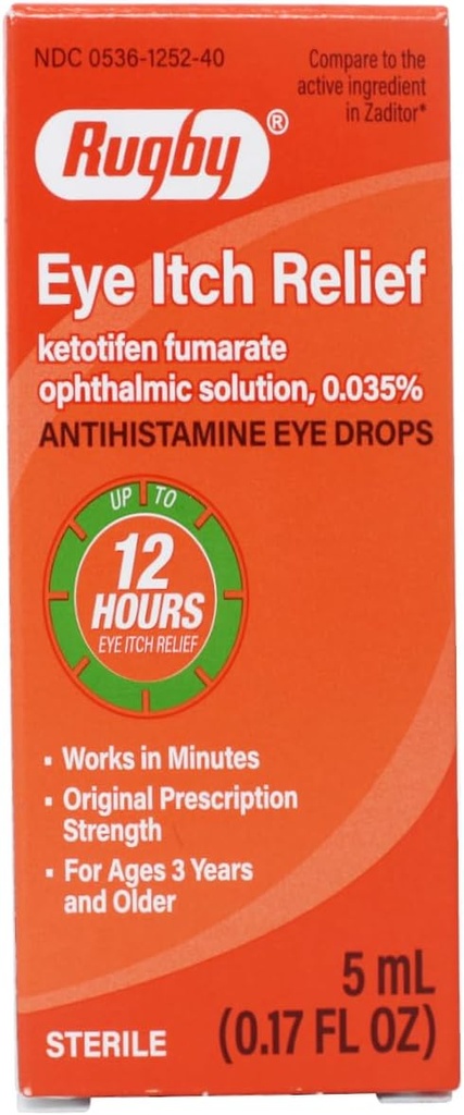 RUGBY LABORATORIES Øye Itch Relief Antihistamin faller 0.17 Fl Oz