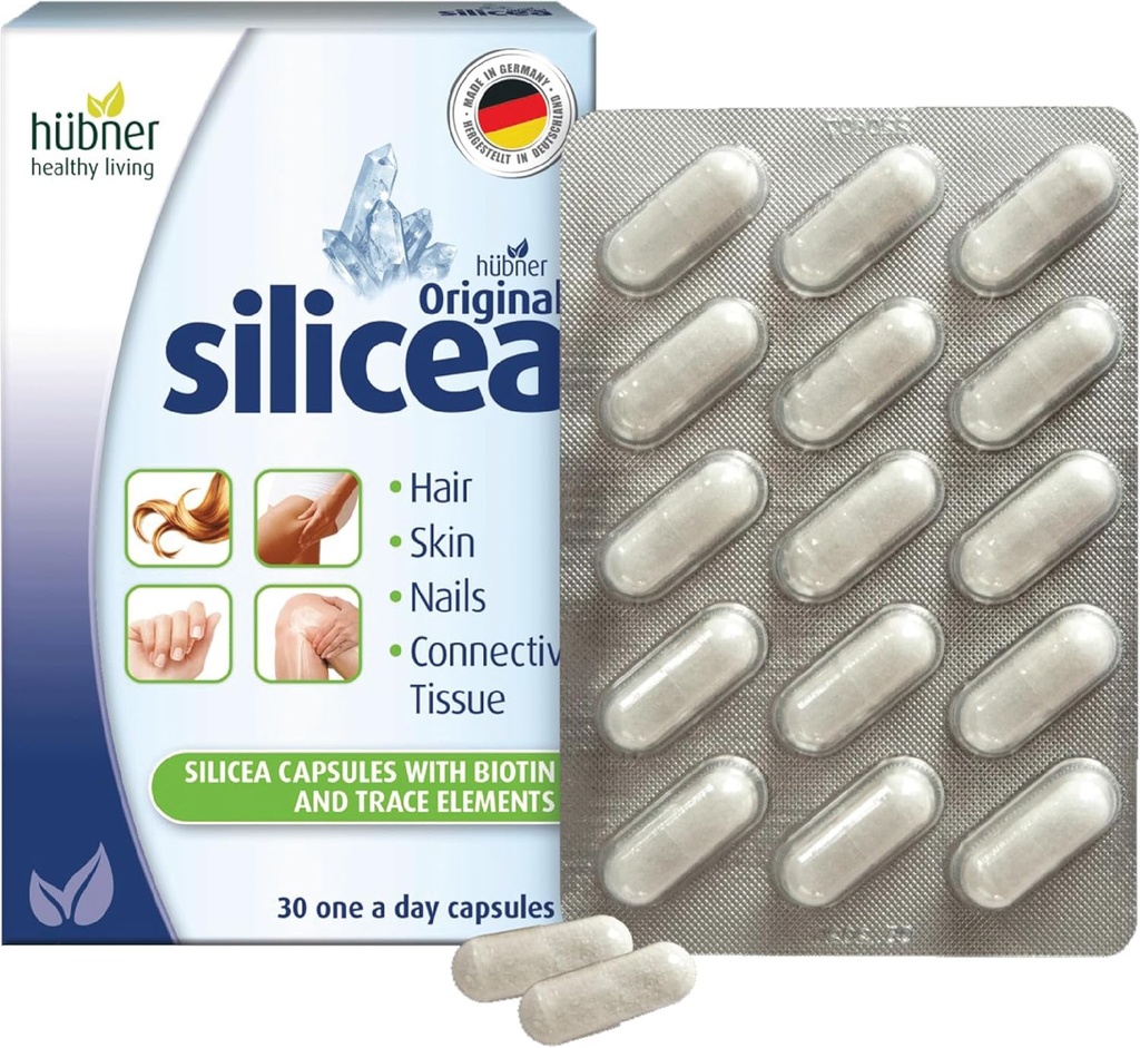 Hübner Original Silicea Gel En om dagen Kapsler for hår, hud, negler, og bindevev, ren kolloidal silica Gel formel, ingen additiver eller preservativer, 30 serveringer
