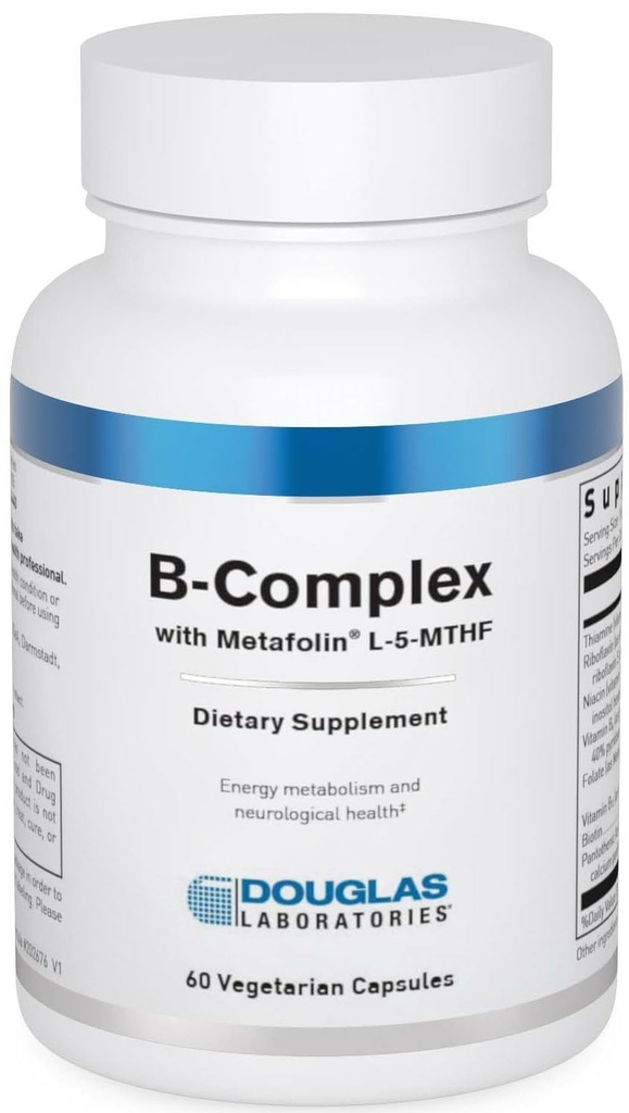 Douglas Laboratories B-kompleks med Metafolin - omfattende B vitamin Supplement - Energi og hjerne helse støtte * - Med Folate, Biotin & Thiamin - Ikke-GMO - 60 vegetariske kapsler