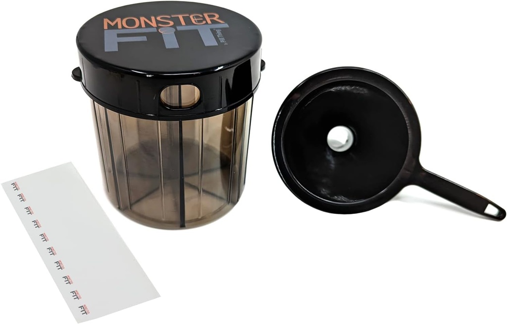 Monster Fit Supplement Medisin Pille Dispenser med Fylling Funnel og etiketter, Ekstra stor Pill Container håndtak nesten alle tillegg (Monster med Funnel)