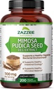Zazzee Mimosa Pudica Seed 10:1 Ekstrakt, 200 veganske kapsler, 1100 mg, 3+ måneds forsyning, Potent 10:1 Ekstrakt, ikke-GMO og all-naturlig