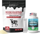 Kolostrum Supplement pulver for gut, immun helse og næringsstoffer absorpsjon, 30 serveringer + kreatinmonohydrat kapsler for muskelbygger