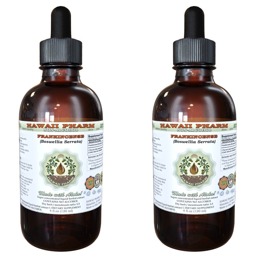 Frankincense alkoholfri flytende ekstrakt, frankincense (Boswellia Serrata) tørket Resin Glycerite Hawaii Pharm Naturlig Herbal Supplement 2x4 oz