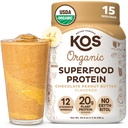 KOS Organic Plant Basert Proteinpulver, Sjokolade Peanut Smør - Delicious Vegansk Protein pulver - Keto Vennlig, Glutenfri, Dairy Gratis og Soya Gratis - 15 Serveringer