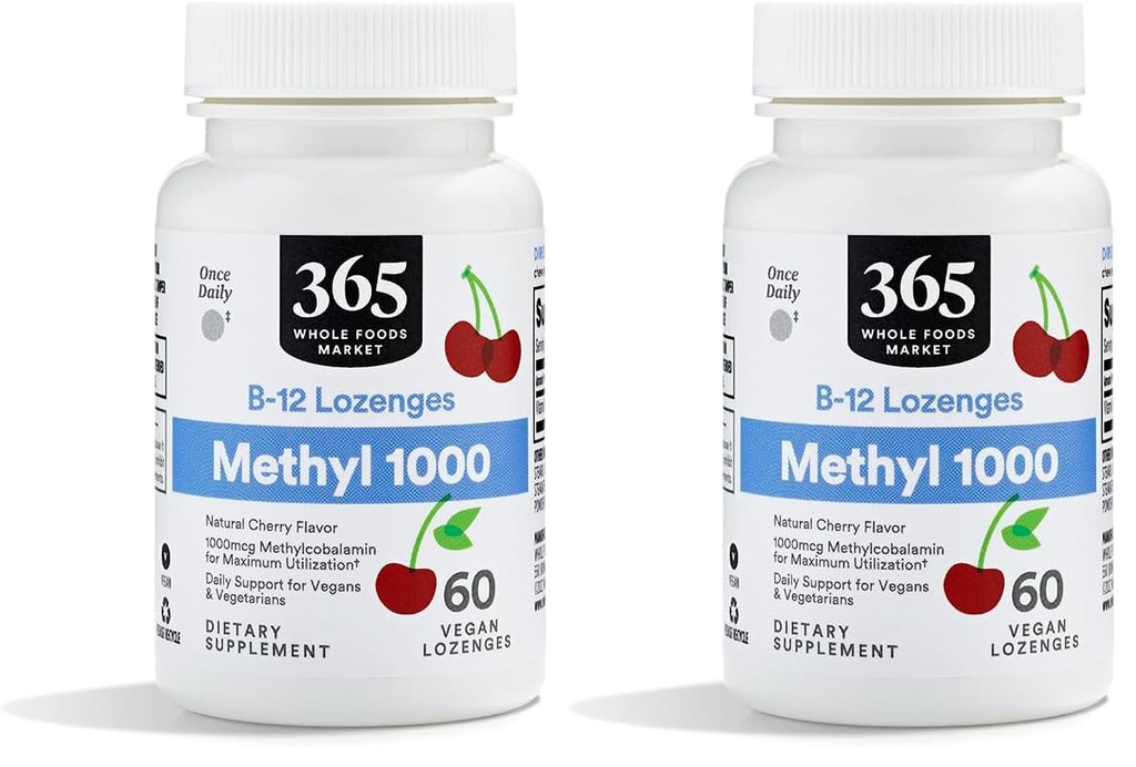Hele matmarkedet, Metyl B-12 Lozenges 1000mcg, Cherry Flavor, 60 ct (pakke med 2)