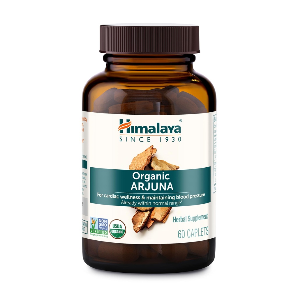 Himalaya Organic Arjuna, 60-dagers forsyning - Herbal Supplement som støtter hjertehelse og normalt blodtrykk - USDA organisk, vegansk, ikke-GMO, Glutenfri, 700 mg, 60 kapler