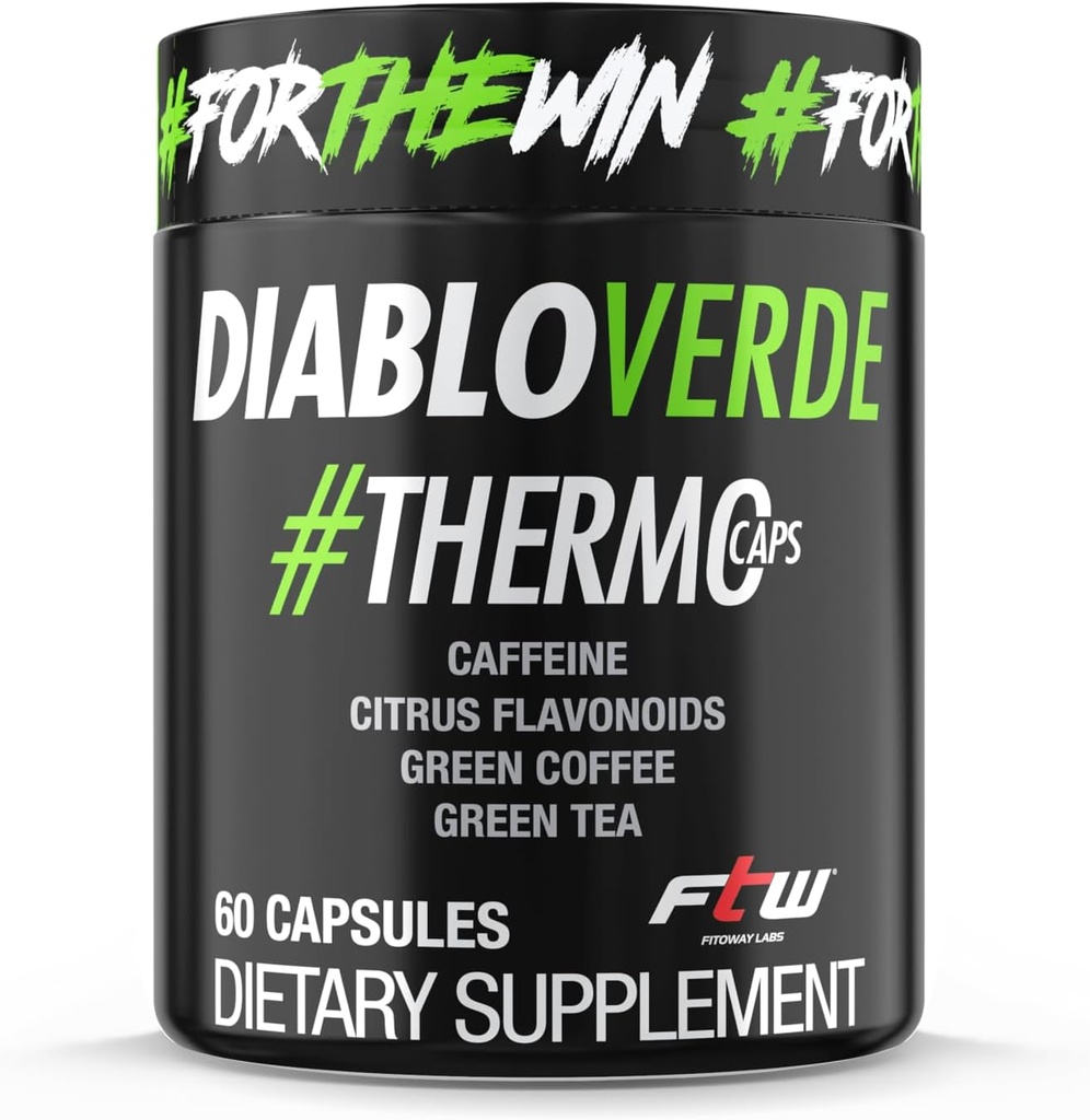 Diablo Verde Thermo Caps - 395 mg Koffein, Citrus, Grønn Kaffe, Grønn Te - 60 kapsler, 60 serveringer