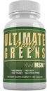 Daglig helse, Ultimate Greens med MSM 1925mg Vegansk Vennlig Naturlige ingredienser Superfood Grønnsaker Næringsmiddel Alkalizing Immune Energy Support Supplement 180 kapsler (1 måneds forsyning)