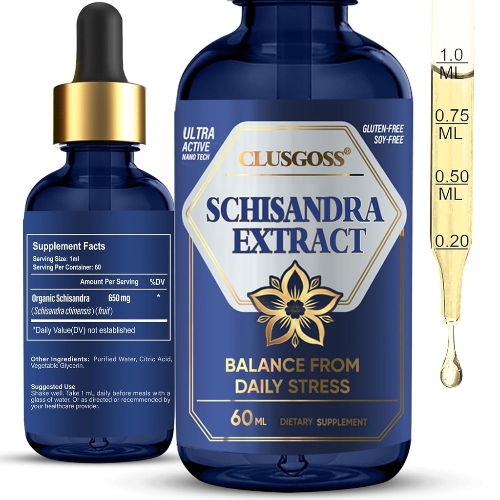 Schisandra Drops, Organic Schisandra Berry Supplement for Mood Support & Liver Health, Stress & tretthet Relief, alkohol og sukker gratis, Vegansk