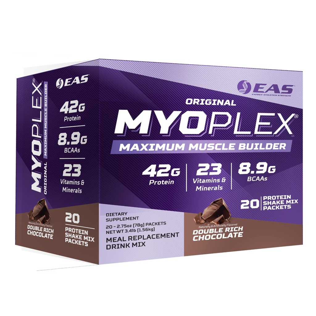 Eksperimentell og anvendt vitenskap EAS Opprinnelig Myoplex Maksimal muskelbygger | Måltid Erstatning Protein Drink Blande | Kvalitet Protein Blande | 42g Protein | 20 Individual Packets (Dobbelt rikt Sjokolade)