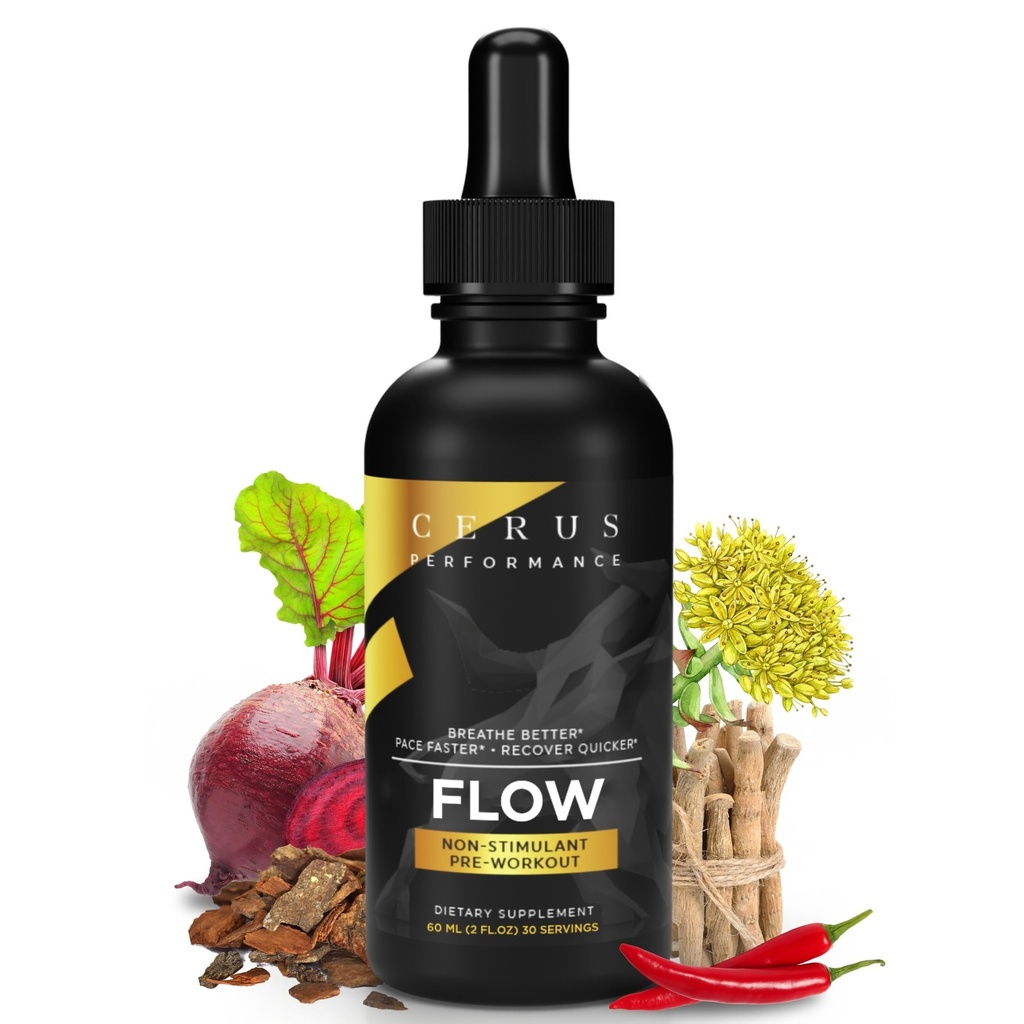 Cerus ytelse flyt stimulant-fri utholdenhet før-arbeid – Boosts Stamina, støtter hjerte helse med naturlige urter, vegansk-vennlig - 2 Fl Oz