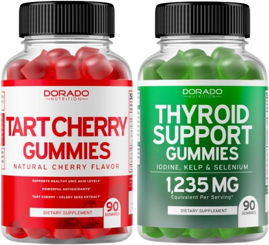 Tart Cherry (90 Gummies) Uric Acid Level Support for voksne - Kraftig antioksidant med celery frø og thyroid støtte (90 Gummies) Ashwaganda & Bladderwrack støtte Supplement - Vegansk & laget i USA