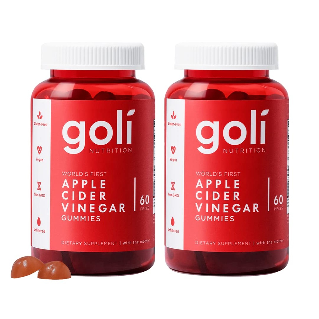 Goli Ernæringstilskudd, Apple Cider Vinegar Gummy Vitaminer ernæring, 2 pakke med 60 greve