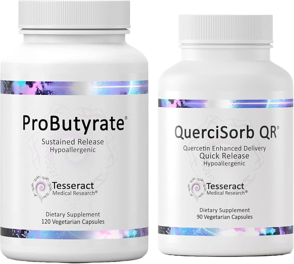 Tesseract Gut & Immune Support Bundle – ProButyrate 600mg & QuerciSorb Quercetin 400mg, 120 + 90 kapsler, Hypoallergenic, Gastrointestinal og immune helse