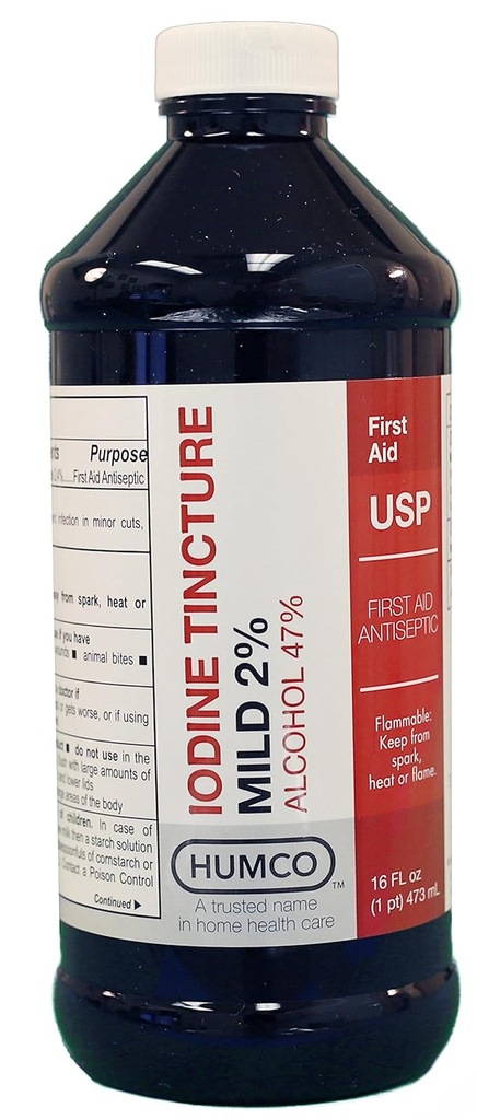 Humco jodin tinktur mild 2%, USP, 16 oz.