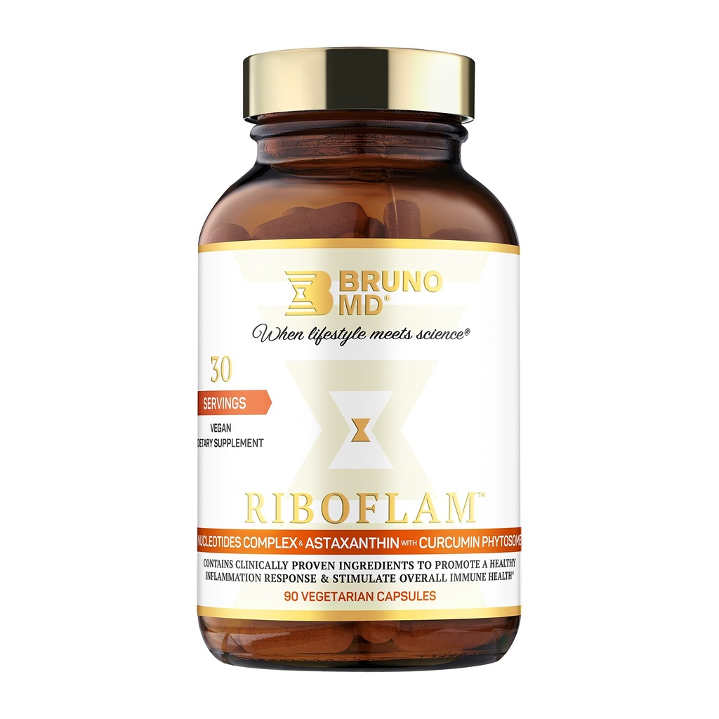 Riboflam, klinisk bevist immunsystem Booster ingredienser, sunn inflammatorisk respons, Curcumin Phytosome, Nukleotider, 100% Vegan