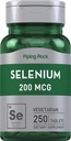 Piping Rock Selenium 200mcg | 250 tabletter | Vegetarisk, ikke-GMO, & Glutenfri Supplemnt