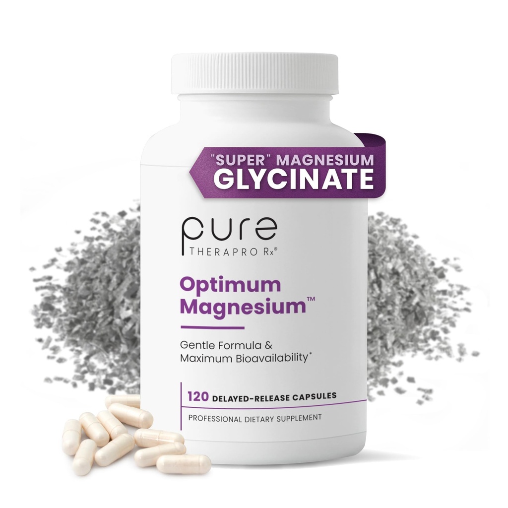 Pure TheraPro Rx Optimum Magnesium Lysinat Glycinat & Di-Magnesium Malate, laget i USA | 2 måneders forsyning | Chelated for maksimal absorpsjon, støtter bein helse og energi, ikke-GMO