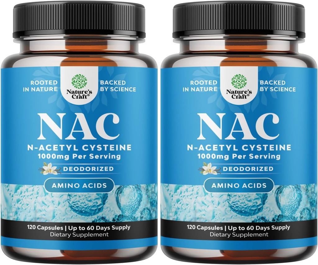 NAC Supplement N-Acetyl Cysteine 1000mg - Vegansk høy absorpsjon ikke-smelt NAC 1000mg Kapsler Glutation Prekursor for lever rengjøring Detox & Repair Plus Lunge helse og immunitetsstøtte (4 måneder)