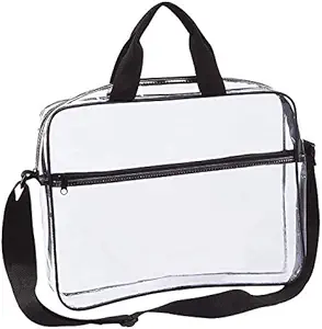 Fjern portfolio Briefcase Messenger Bag med håndtak Work Document Storage Holder Transparent Reise File Arrangør med Front Zipper Pocket & Pen Pocket På Side