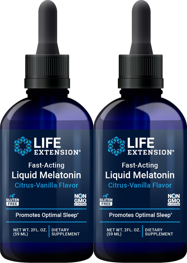 Livsforlengelse Raskpåført flytende melatonin (Citrus-Vanilla), 2 flytende ovner (pakke med 2)