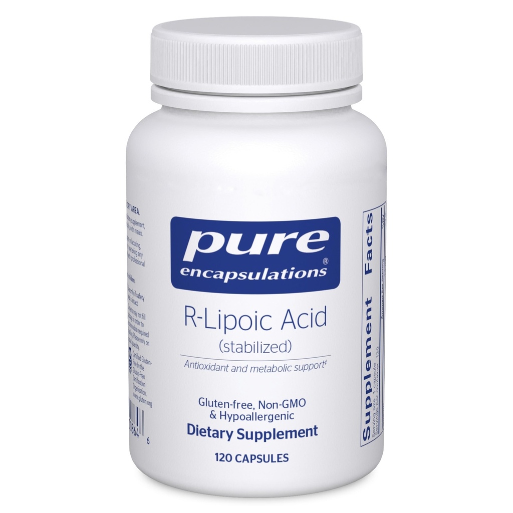 Rene innkapsler R-Lipoic Acid (stabilisert) | Hypoallergenic Supplement med forbedret antioksidant beskyttelse og metabolsk støtte | 120 kapsler