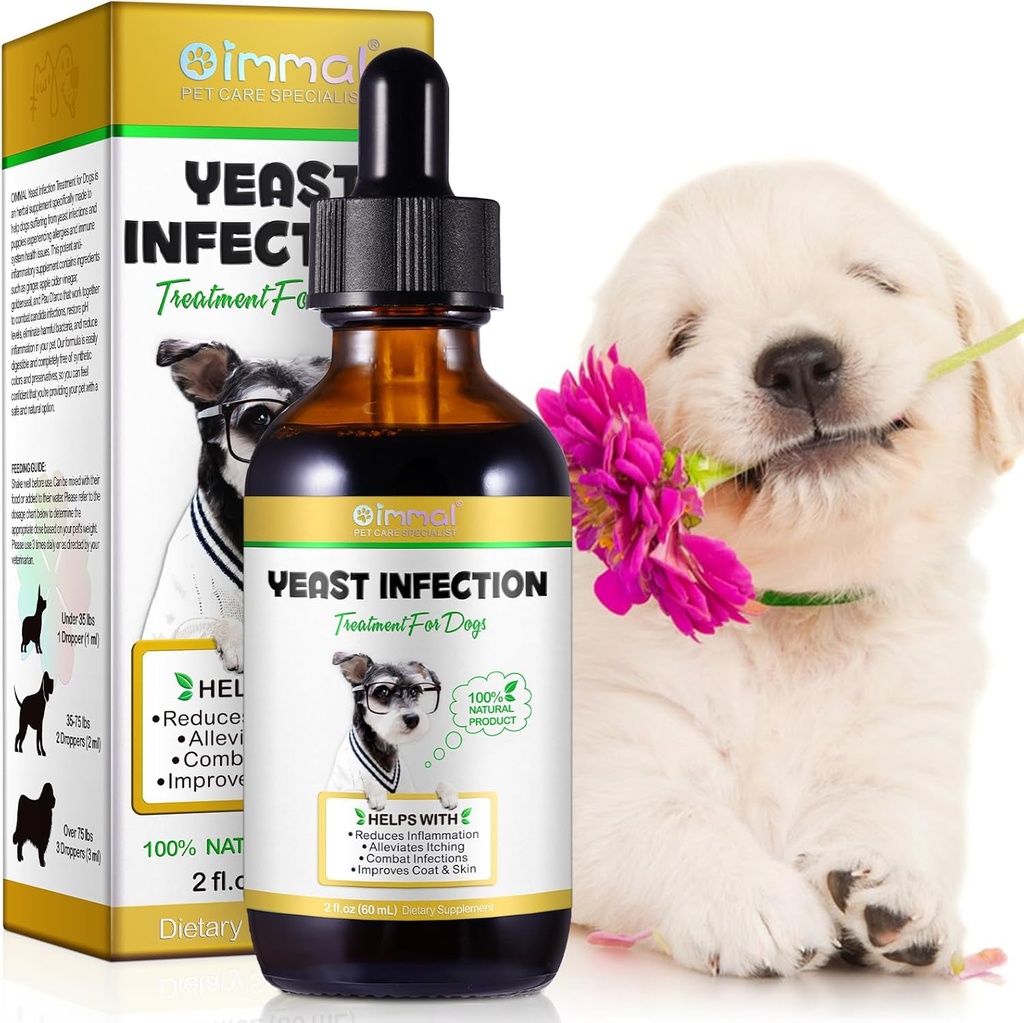 Yester infeksjonsbehandling for hunder, hund øreinfeksjon behandling støtter sunn kløe relief, betent lindring, allergi relief og mer 2 oz