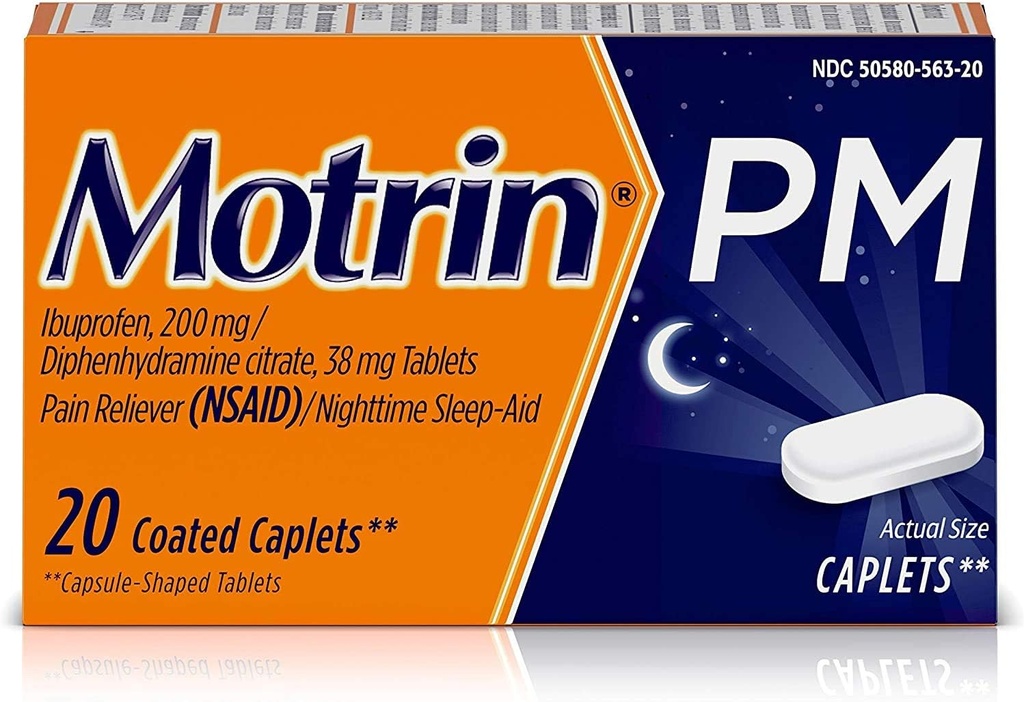 Motrin Motrin Pm Coated Caplets, 20 caplets (pakke med 3)