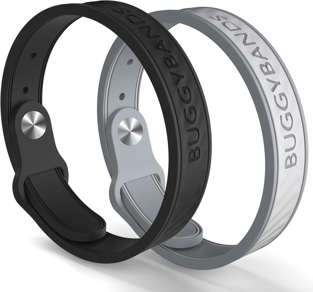 Mosquito Repellent Armbånd, 2 Pack Silikone Mosquito Avstøtende Bands med DEET Gratis, Naturlig & Vanntett Bug Wristbands for barn og voksne, Utendørs reisebeskyttelse (svart&Grey)