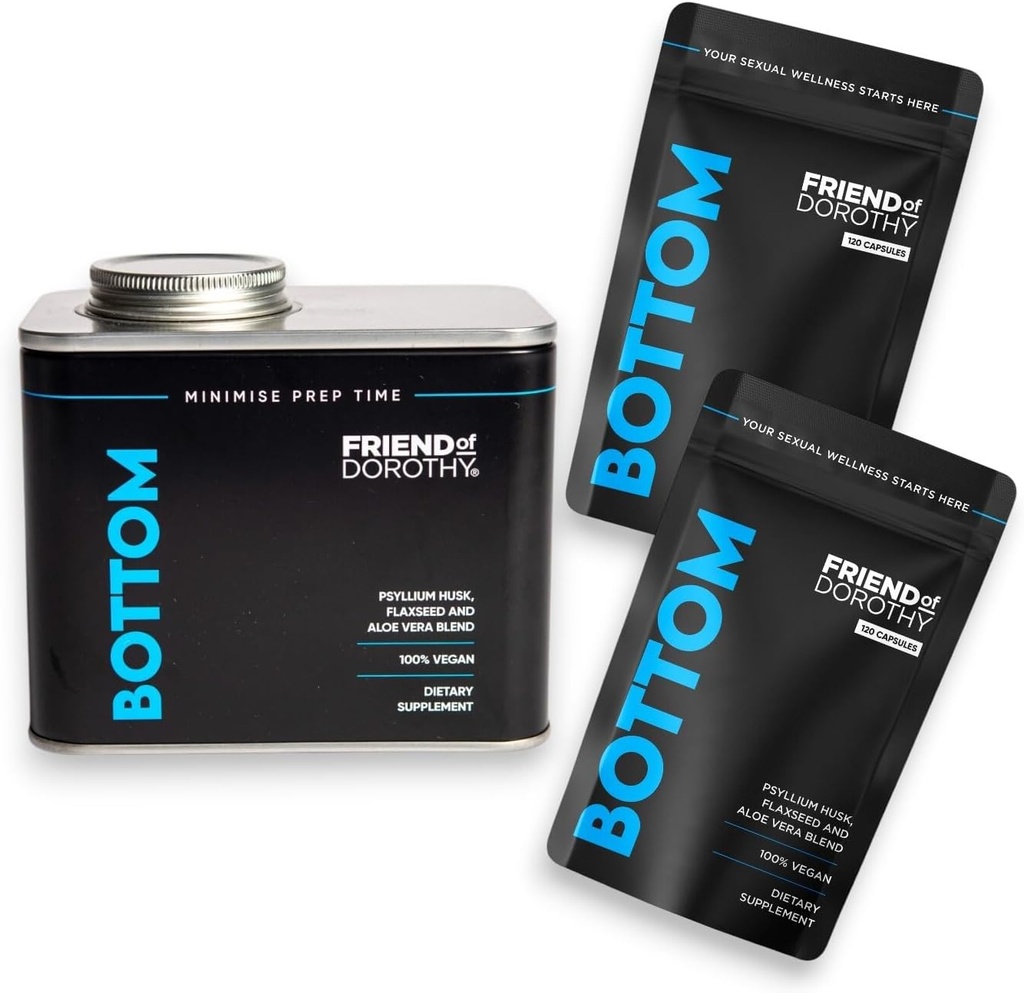 Prep-Ready Bundle – 2 × Bottom 120 Fibre Capsules (240 Totalt) med fyllelig pille arrangør kan - støtter Digestiv helse, regelmessighet, hjerte og vekt management