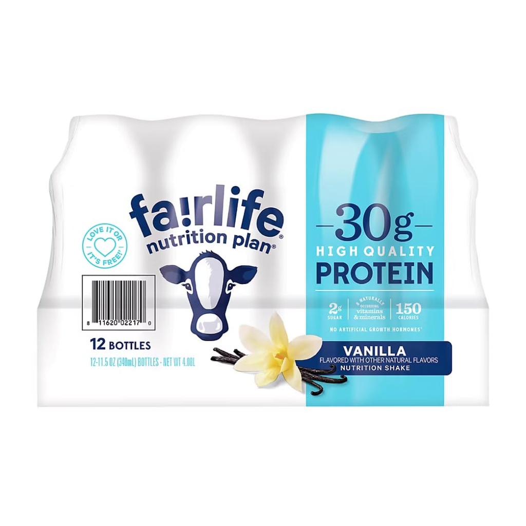 Fair Life Nutrition Plan Høyt protein flytende Shake, Vanilla, 11.5 Fl Oz, Pakke med 12