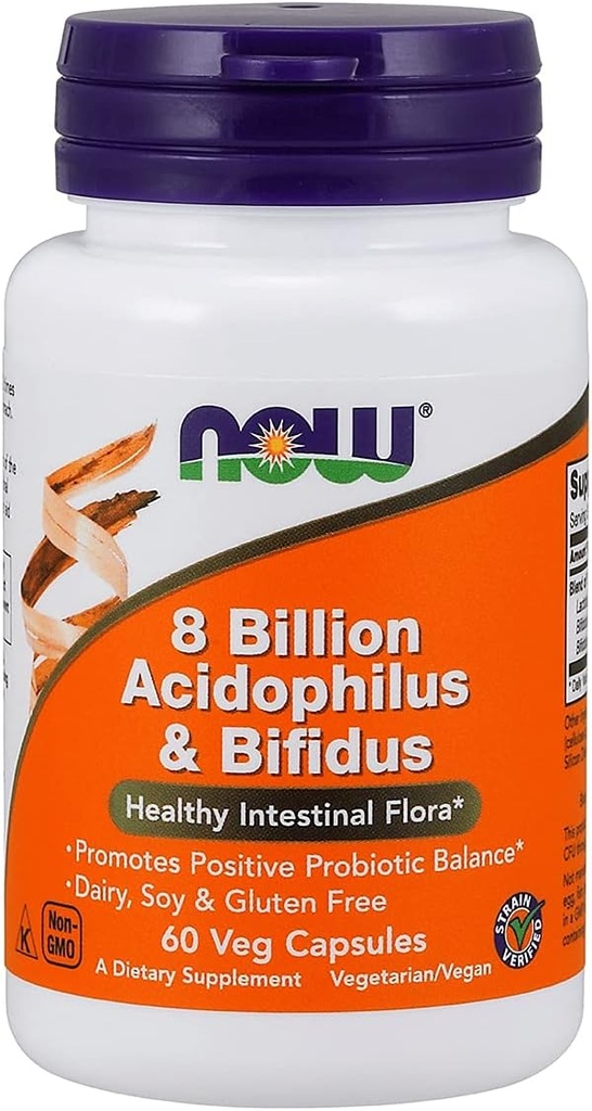 Nå Mat Acidophilus & Bifidus 8 milliarder VCaps, 60 ct