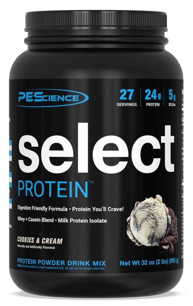 PEScience Velg Protein Powder, Whey og Casein blanding, Clean Protein Powder for kvinner og menn, Lav kalori, Lav karbohydrat, Keto Vennlig, Glutenfri - Informasjonskapsler og krem - 27 Serveringer